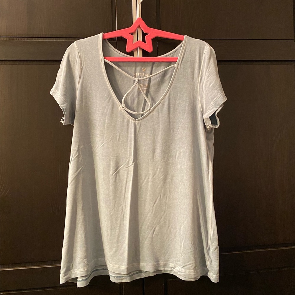 A “soft and sexy” light blue American Eagle top sized xs